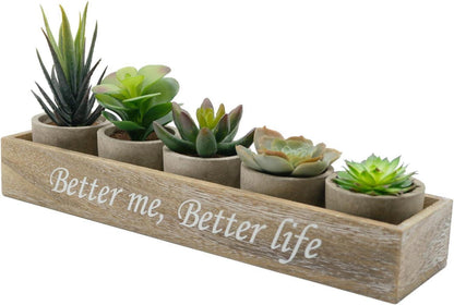 Kunstpflanze Sukkulenten Künstliche mit Topf Deko Grün