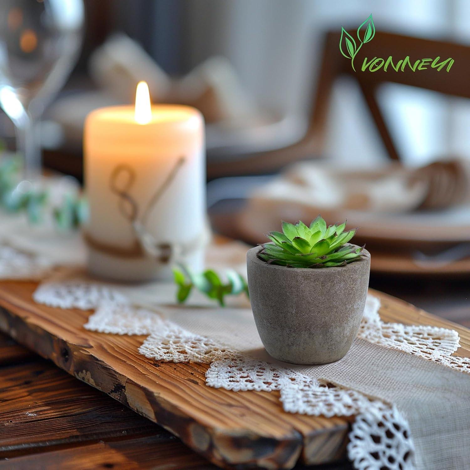 Kunstpflanze Sukkulenten Künstliche mit Topf Deko Grün