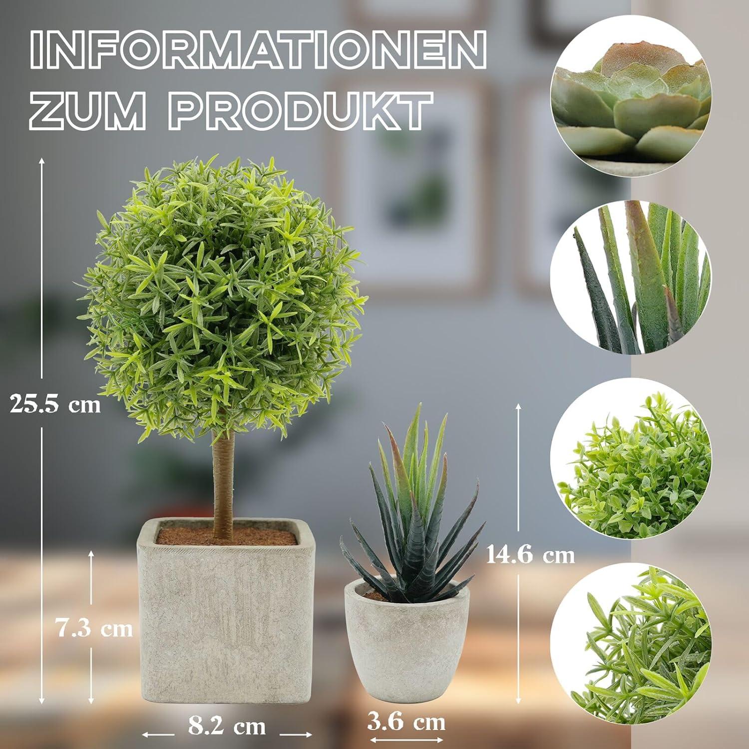 Kunstpflanzen Set Mini Sukkulenten Office Wohnzimmer Badezimmer