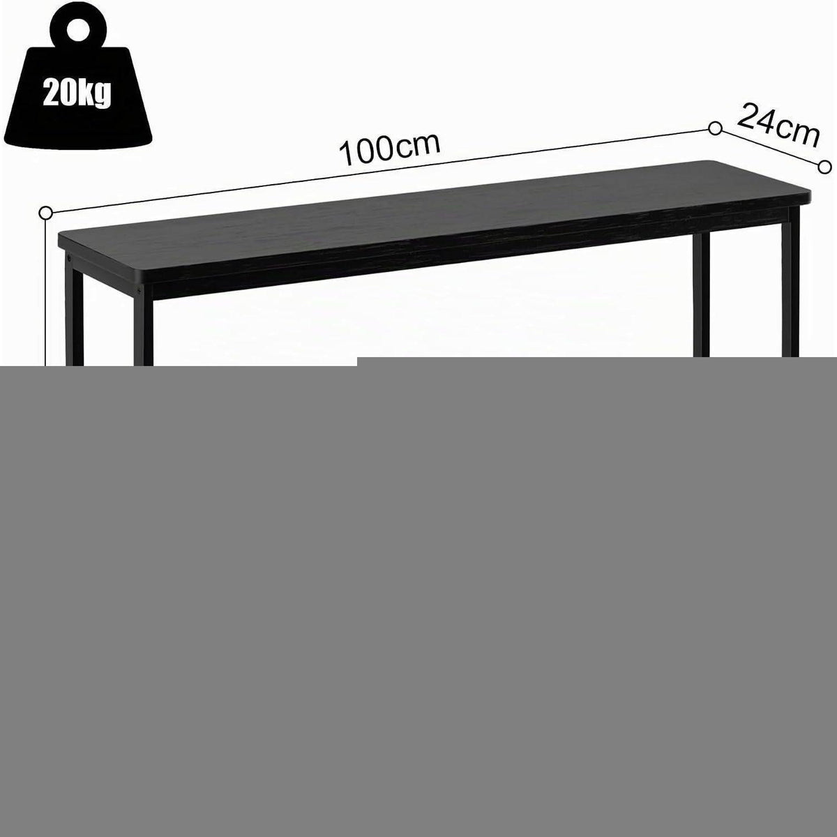 Schmaler Bambus Konsolentisch Schwarz 100 cm – Flur & Wohnzimmer