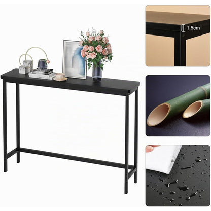 Schmaler Bambus Konsolentisch Schwarz 100 cm – Flur & Wohnzimmer