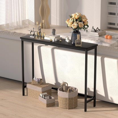 Schmaler Bambus Konsolentisch Schwarz 100 cm – Flur & Wohnzimmer