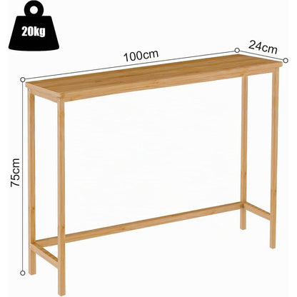 Bambus Konsolentisch Schmal 100cm – Beistelltisch für Flur & Wohnzimmer