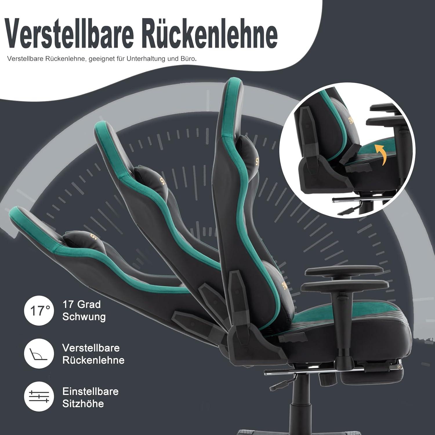 Racing Style Gaming Stuhl mit ergonomischen Armlehnen und Fußstütze