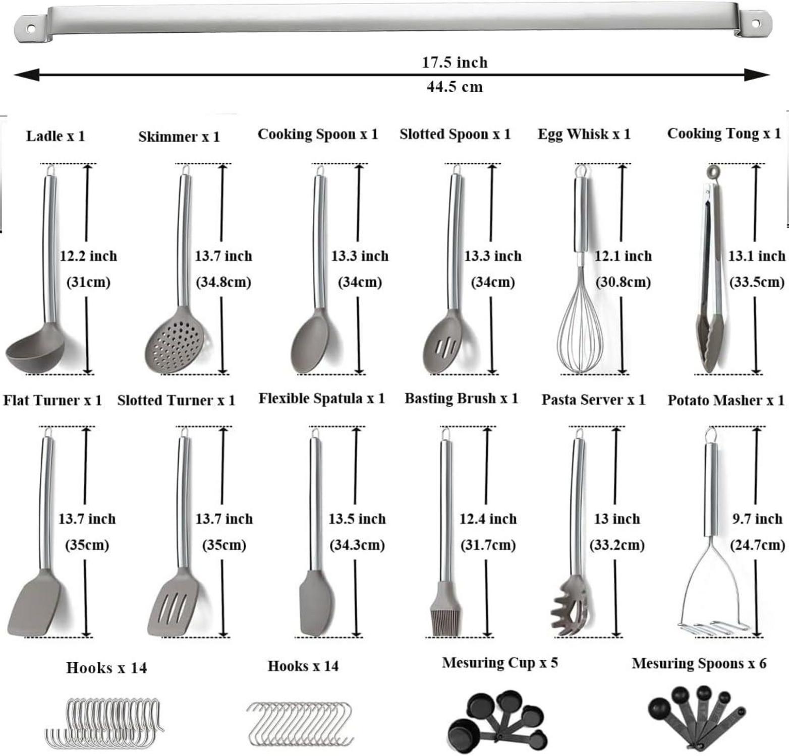 38 teiliges Silikon Kochutensilien Set mit Utensilienhalter