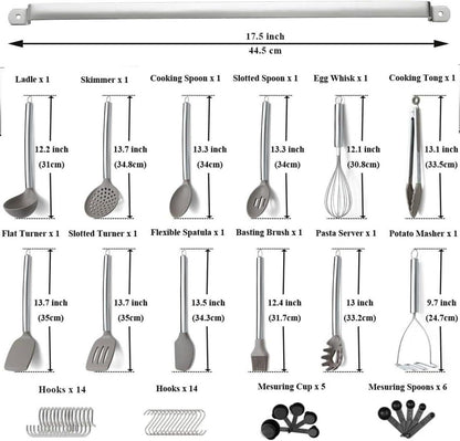 38 teiliges Silikon Kochutensilien Set mit Utensilienhalter