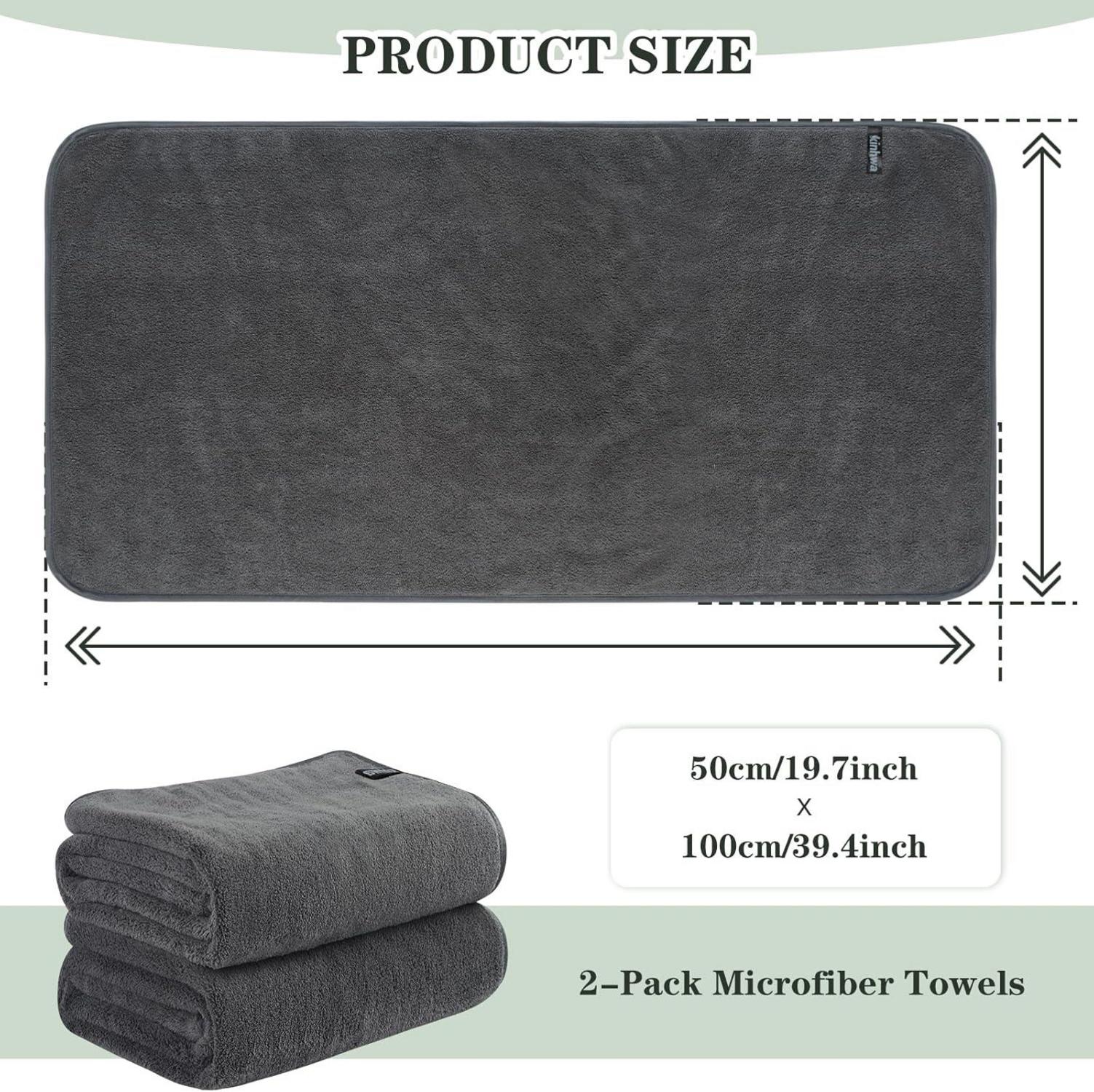 2er Pack Mikrofaser Handtuch Haare 50x100cm Dunkelgrau
