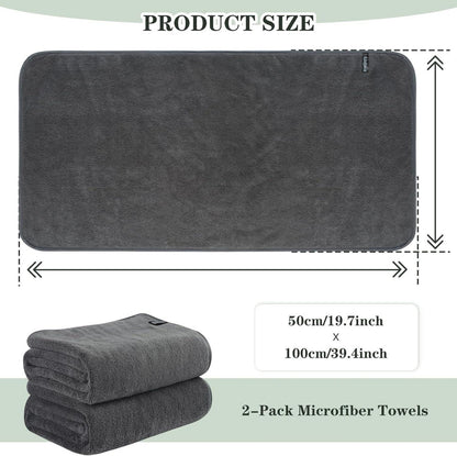2er Pack Mikrofaser Handtuch Haare 50x100cm Dunkelgrau