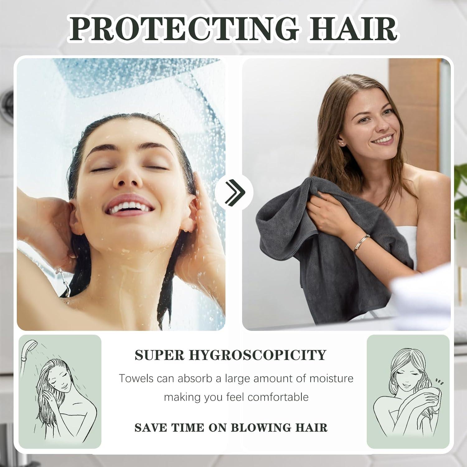 Saugstarke Mikrofaser Handtücher für Haare - 2er Pack 50x100cm