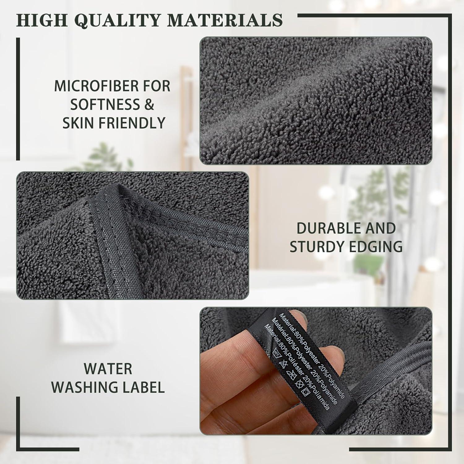 2er Pack Mikrofaser Handtuch Haare Saugstark 50x100cm Dunkelgrau