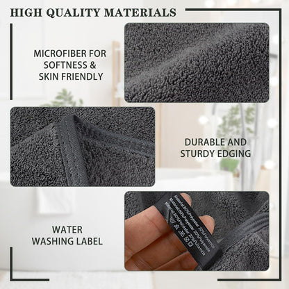 2er Pack Mikrofaser Handtuch Haare Saugstark 50x100cm Dunkelgrau