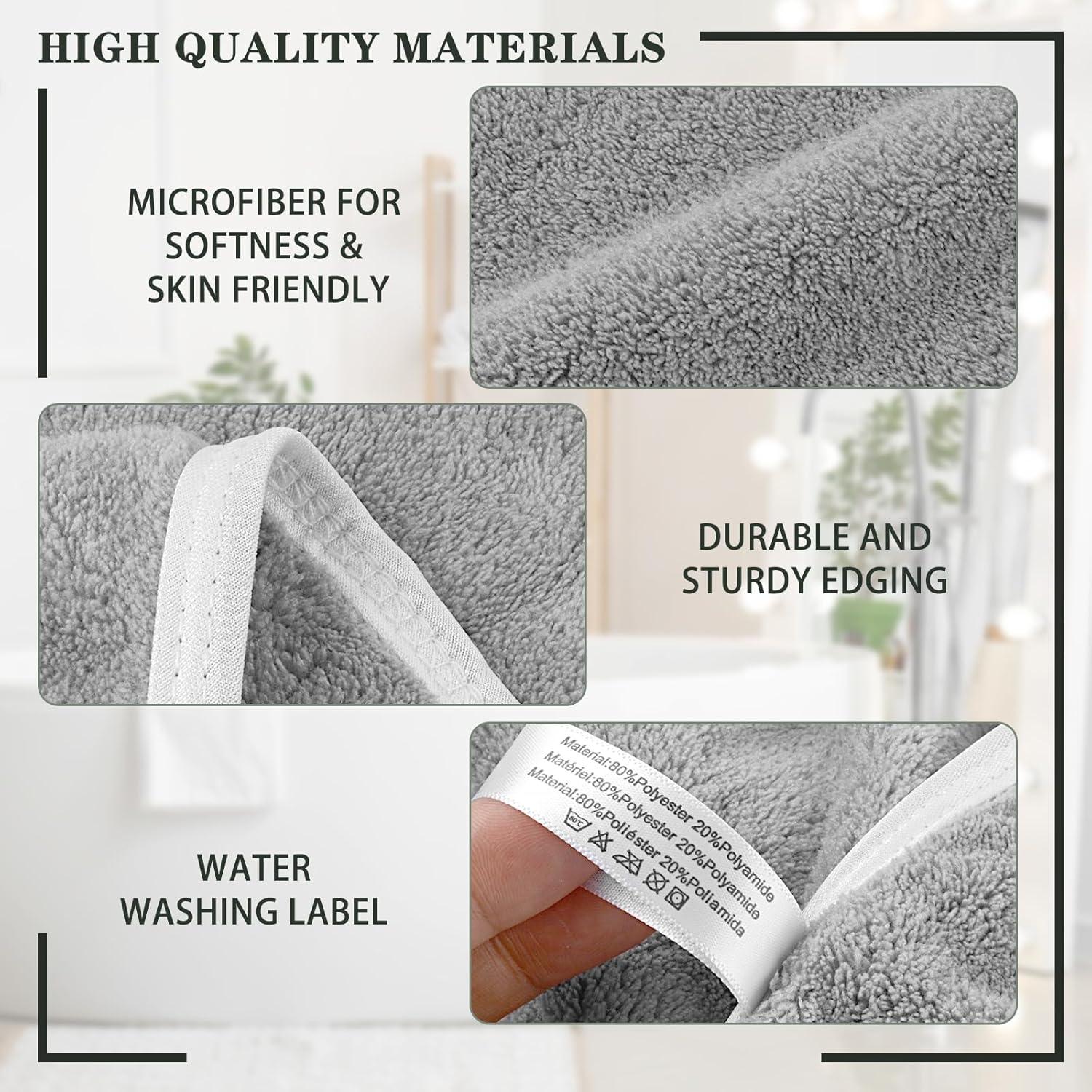 2er Pack Mikrofaser Handtücher 50x100cm Saugstark Hellgrau