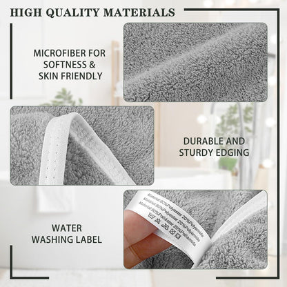 2er Pack Mikrofaser Handtücher 50x100cm Saugstark Hellgrau