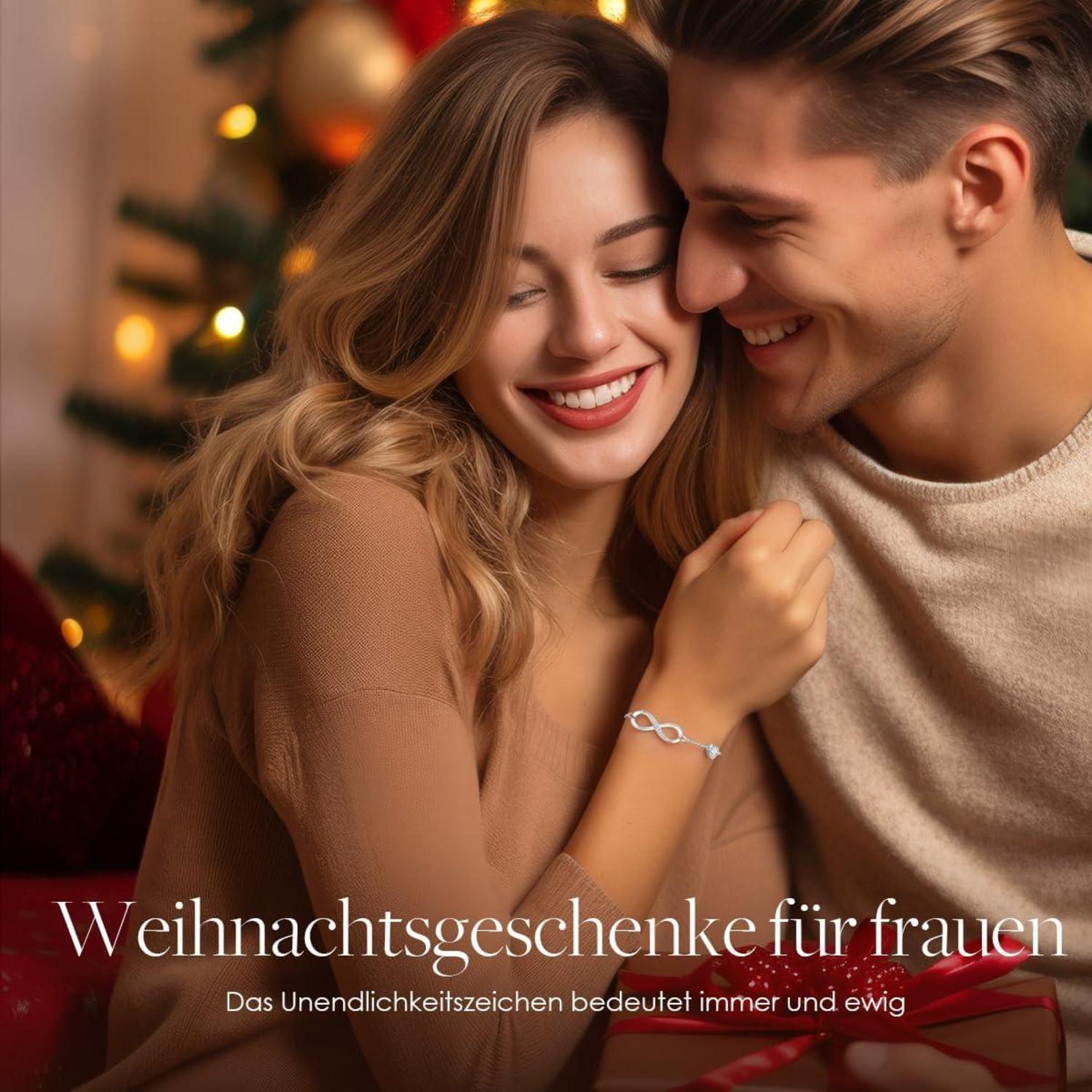 Infinity Armband Damen 925 Sterling Silber Rosegold Unendlichkeit Herz Armbänder Kristallen Verstellbar Armkette Valentinstag Muttertag Weihnachten
