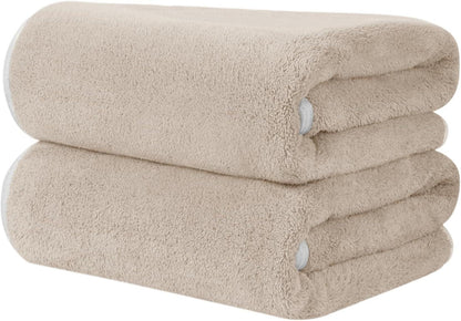 Microfaser Handtuch Haare Set 50x100cm Saugstark Hellbraun