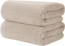 Microfaser Handtuch Haare Set 50x100cm Saugstark Hellbraun