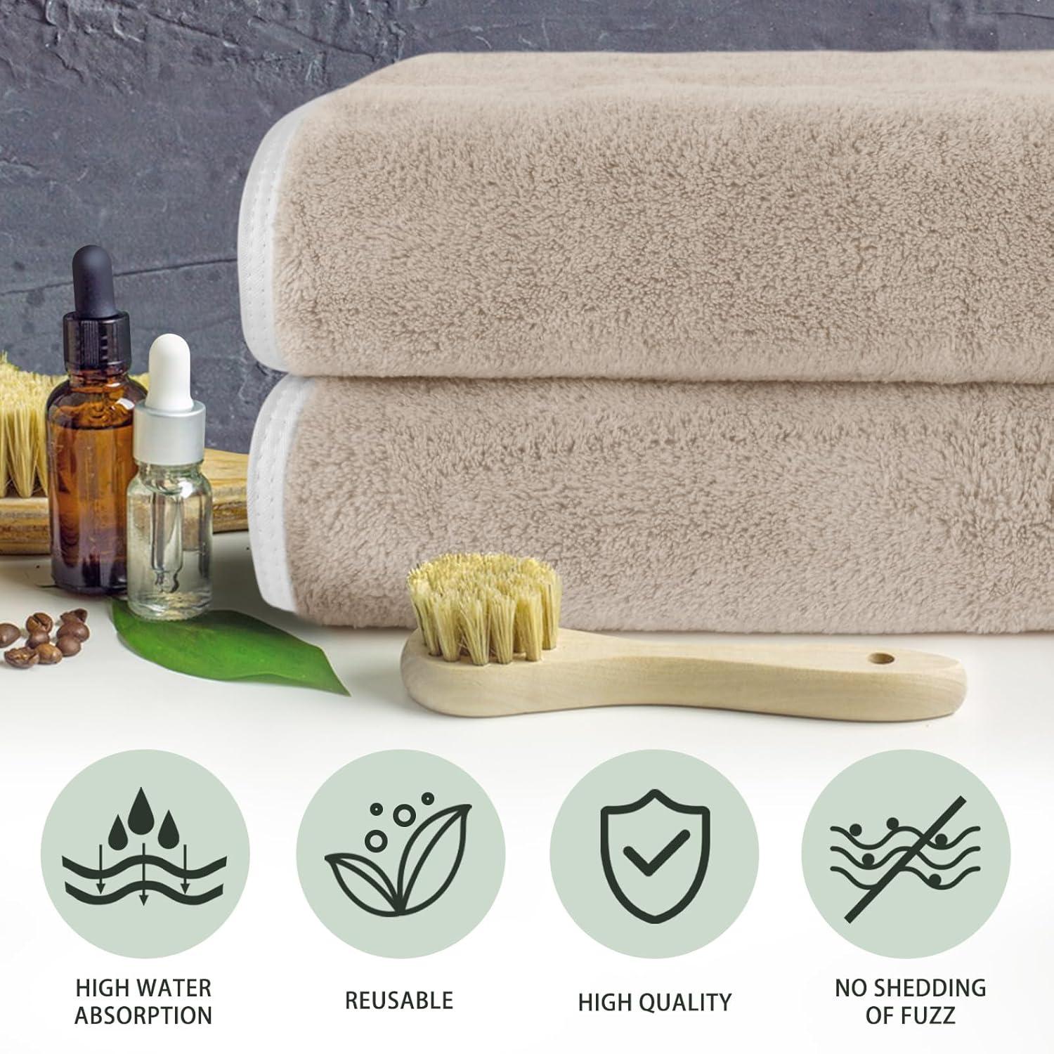 Mikrofaser Handtuch Haare 2er Pack Saugstark 50x100cm Hellbraun