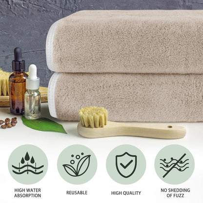 Mikrofaser Handtuch Haare 2er Pack Saugstark 50x100cm Hellbraun