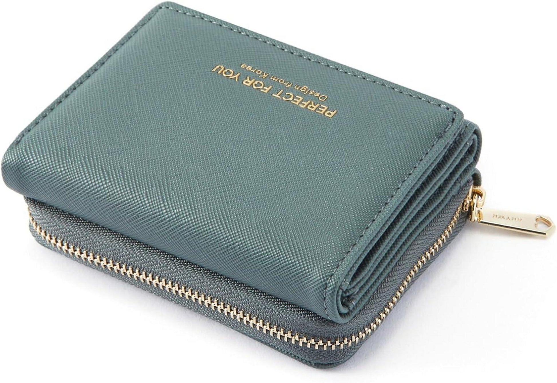 Elegante Damen Geldbörse mit großem Münzfach in Graublau