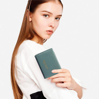 Geldbörse Damen klein Portemonnaie mit Münzfach Blau elegantes Design