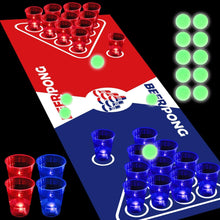 Glow-Pong-Set für Partyspiele im Dunkeln, 32 leuchtende Tassen, 12