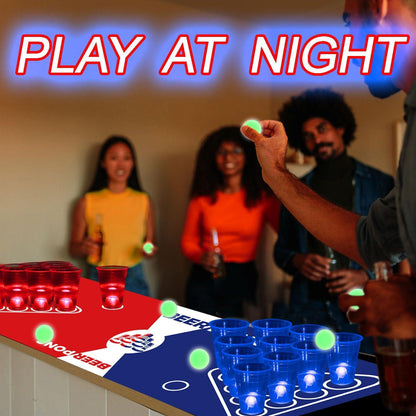 Glow-Pong-Tischmatten-Set 71*23 Zoll Partyspiel Festivals LED-Becher