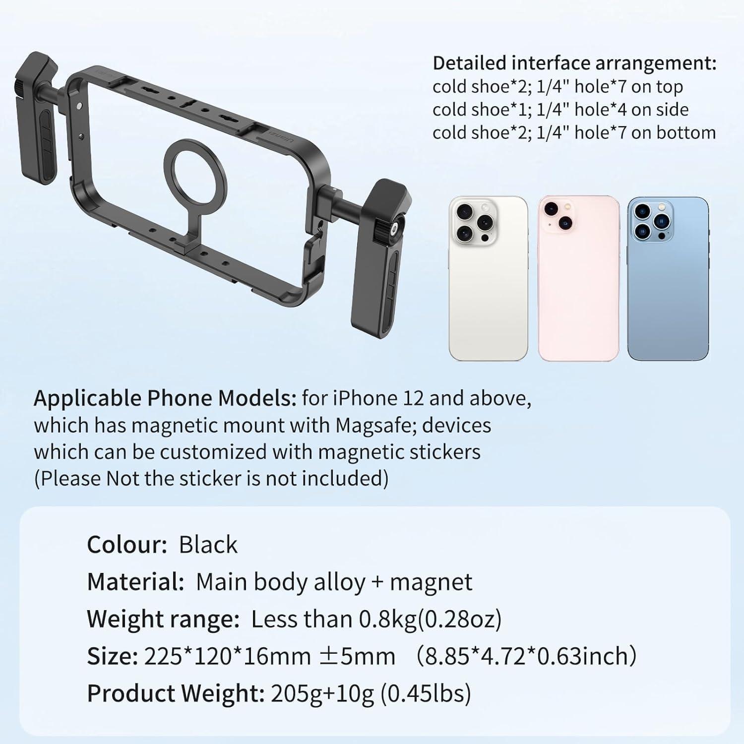 Metall Smartphone Video Rig mit Magnetischer Halterung für iPhone Video Creator