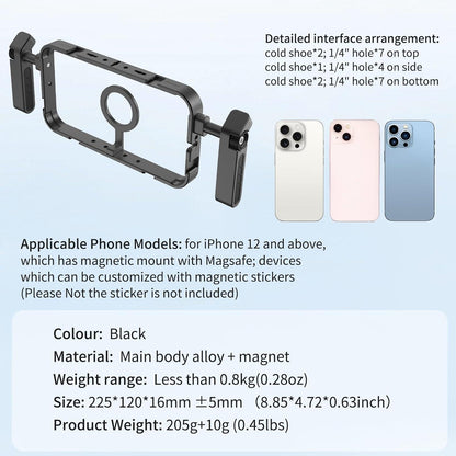 Metall Smartphone Video Rig mit Magnetischer Halterung für iPhone Video Creator