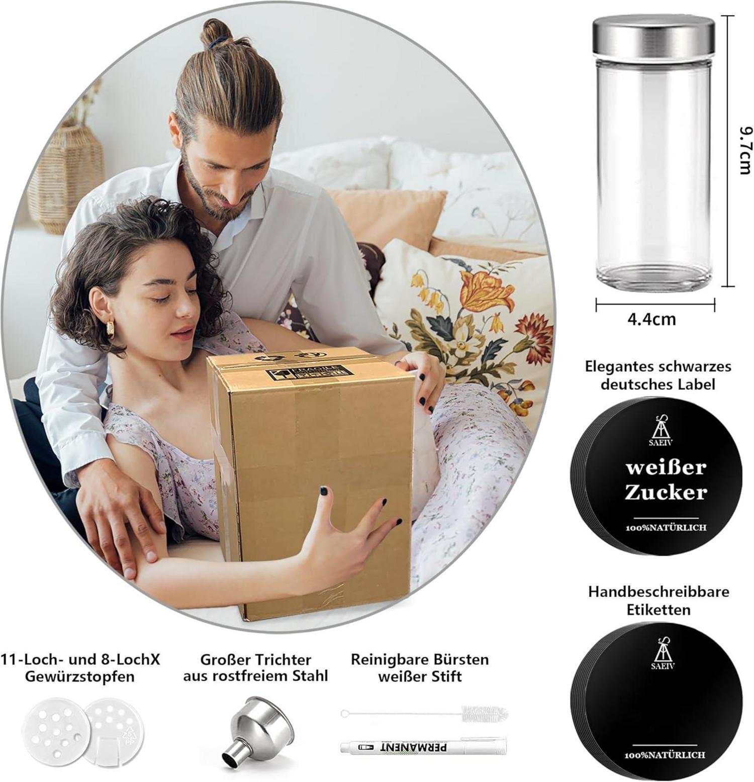 360° Rotation Gewürzregal mit 16 Gewürzdosen und Etiketten