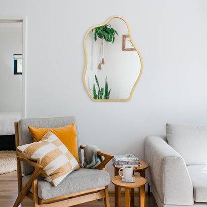 Moderner Wandspiegel Wolke Asymmetrisch Holzrahmen Gold 65x45 cm