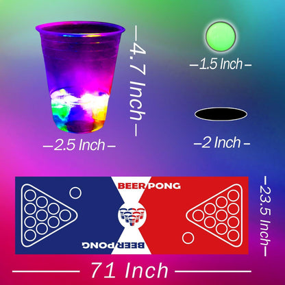 32 Leuchtende Party-Tassen und 12 Leuchtende Pongs Set - Rot und Blau
