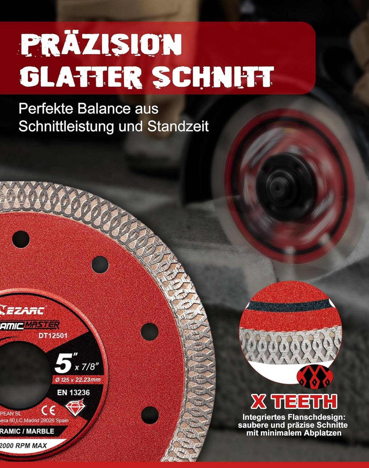Diamant Trennscheiben 125mm Extra Dünn 2er-Set EZARC