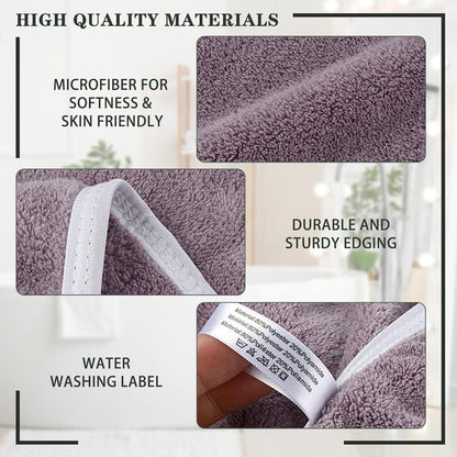 2er Pack Mikrofaser Handtuch 50x100cm Violett Saugstark & Weich