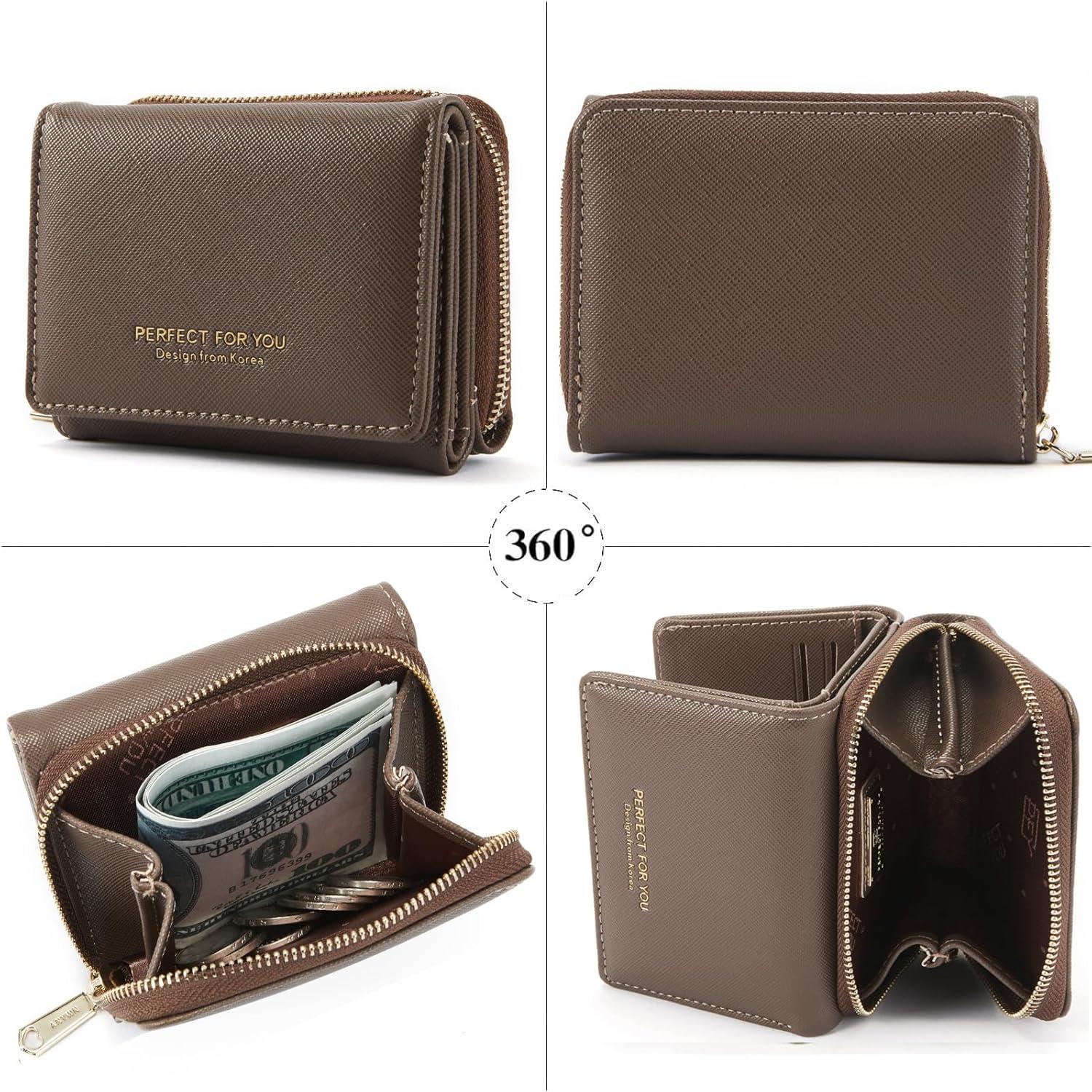 ANYWN Geldbörse Damen klein in Vintage-Stil mit großer Kapazität
