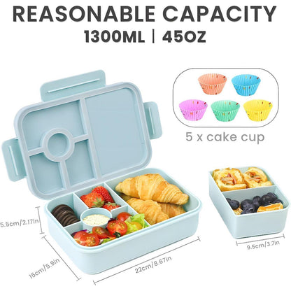 Bugucat Brotdose Kinder 1300ML 6er Set Blau Bento Box