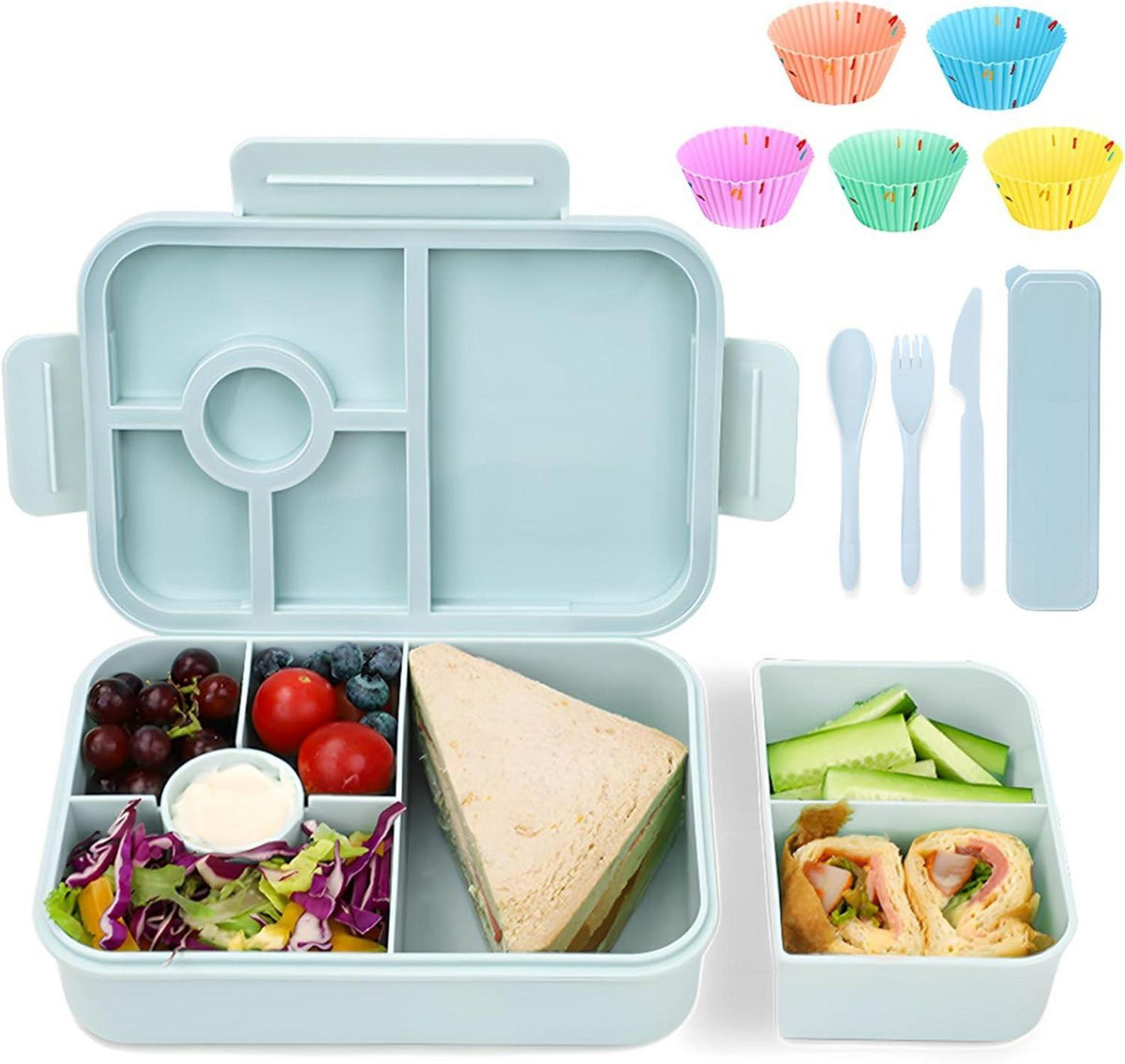 Brotdose Lunchbox Kinder Auslaufsicher Fächer 1300ML - Blau