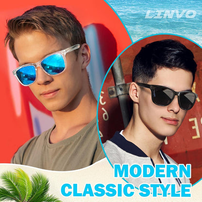 LINVO Polarisierte Retro Sonnenbrille UV400 für Herren Damen