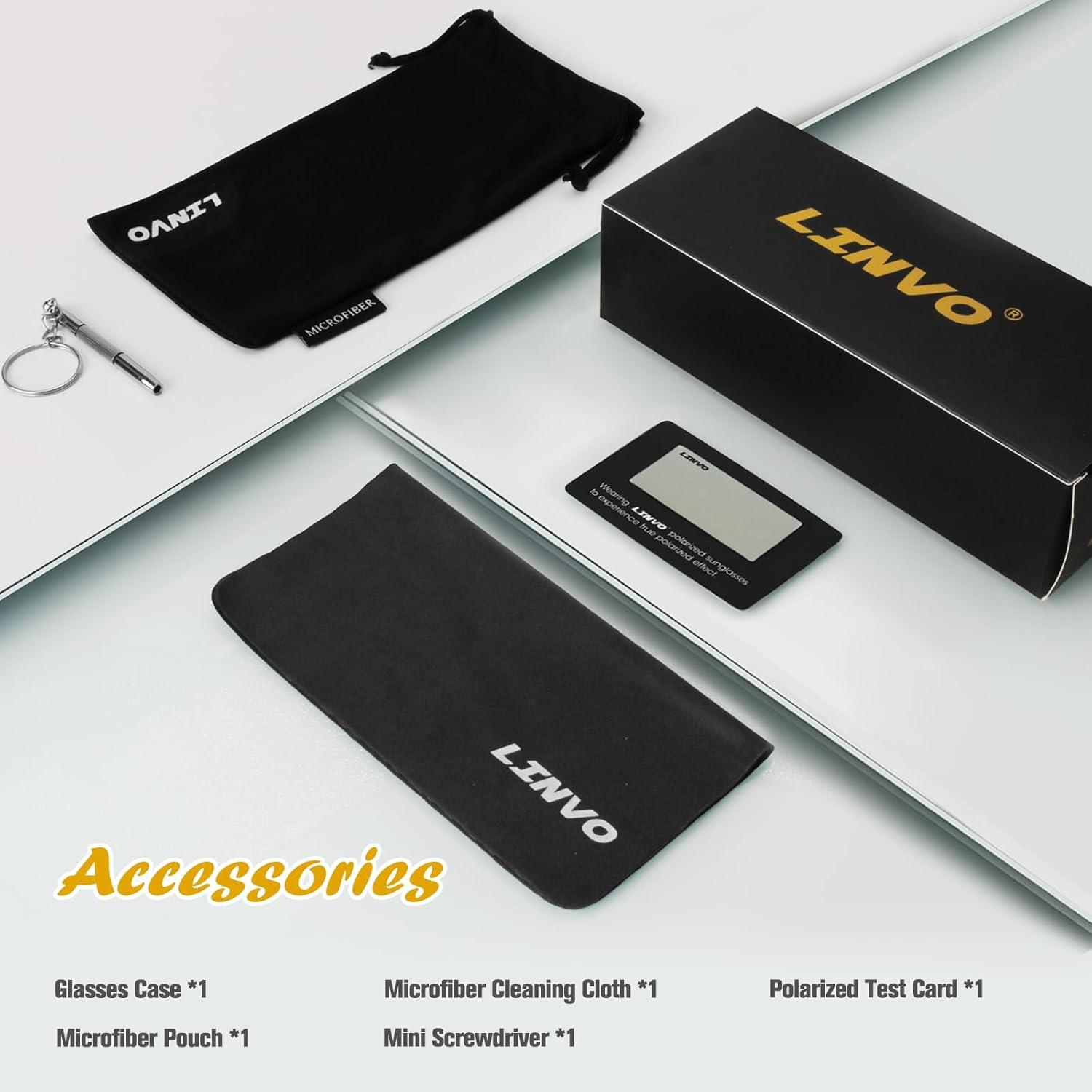 LINVO Polarisierte Sonnenbrille UV400 Retro Eckig Verspiegelt