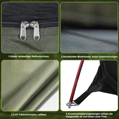 COVACURE Hängematte Outdoor mit Moskitonetz 200kg Belastbarkeit Hammock 270x140 cm