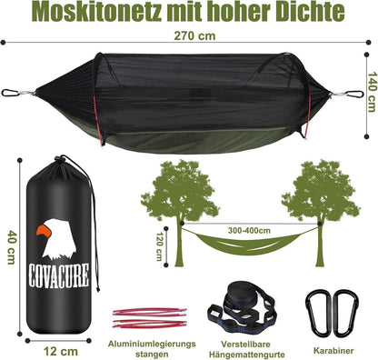 Hängematte Outdoor mit Moskitonetz - 200kg Belastbarkeit 270x140cm