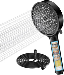 Hochdruck Duschkopf 20-stufiger Filtration Schwarz 6 Strahlarten