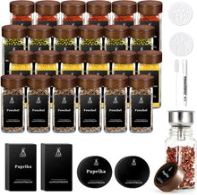 24-teiliges Gewürzgläser Set aus Akazienholz | Gewürzetiketten und