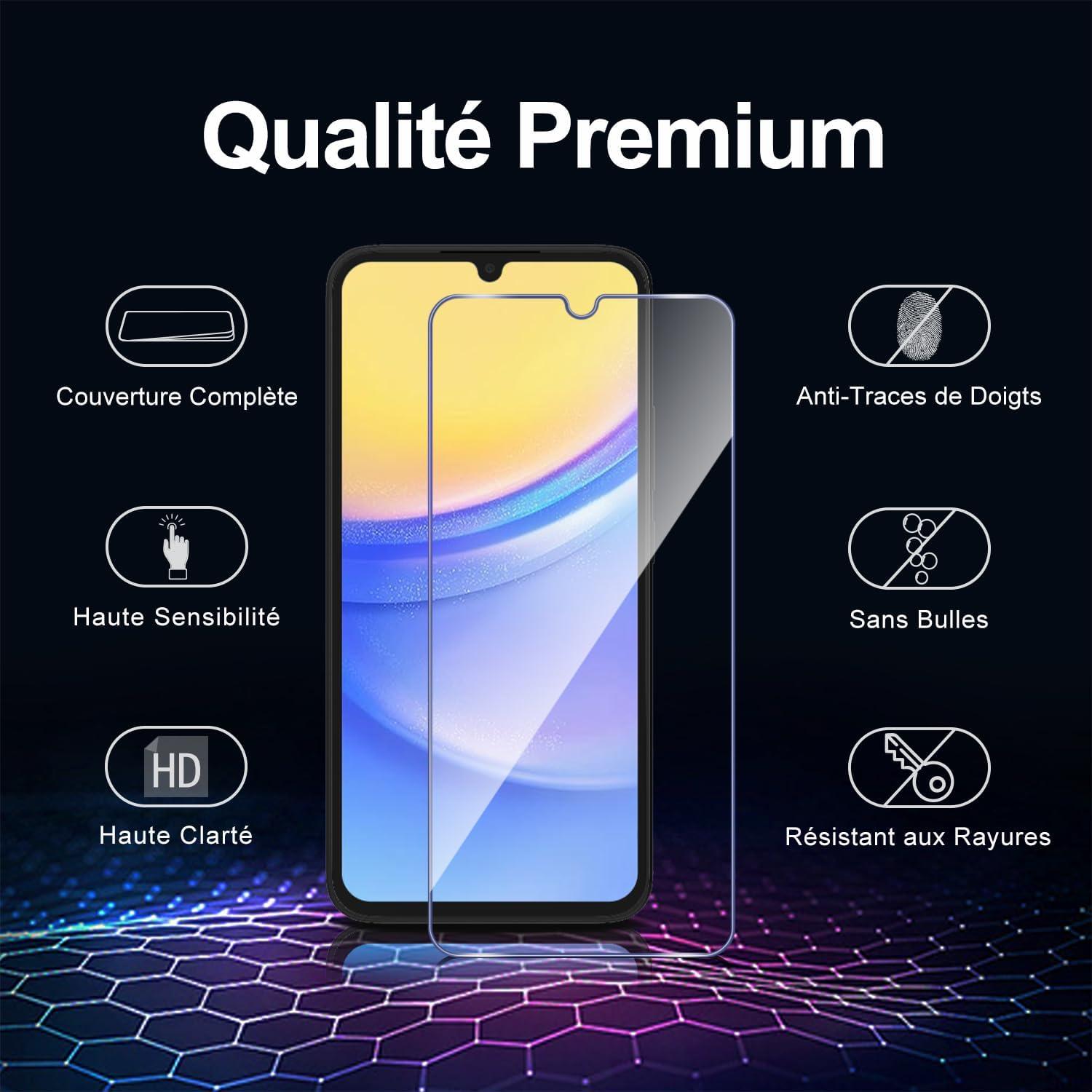 Tentoki Panzerglas Displayschutzfolie Samsung Galaxy A15 5G 4G 6,5