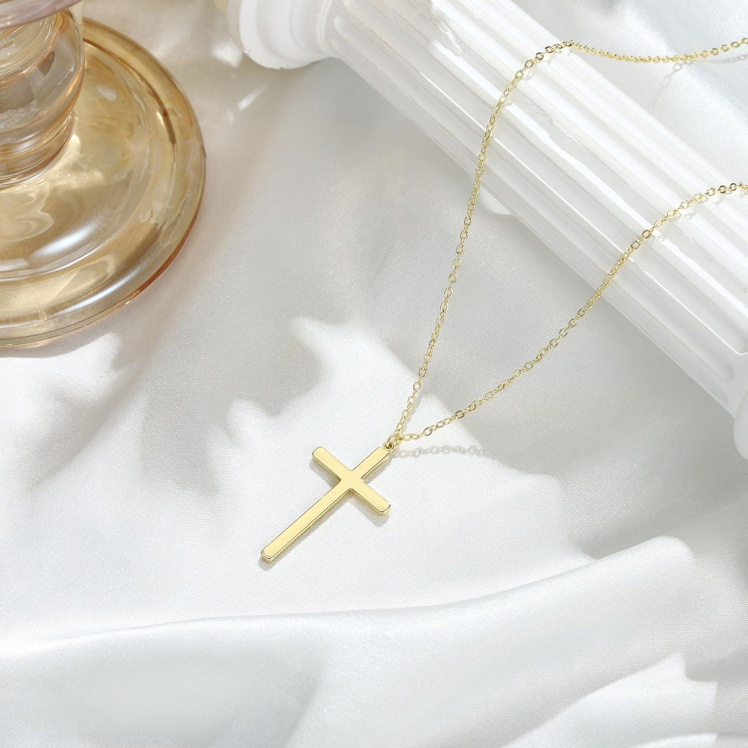 Goldkette Damen - Kreuz Kette 14K Gold Vergoldet Layered Choker