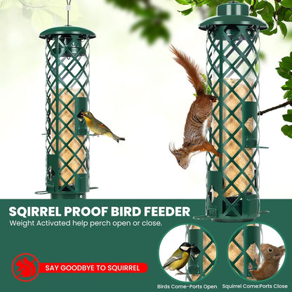 Vogelfuttersäule mit Eichhörnchen-Schutz, Metall, zum