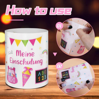 12 Windlichter Einschulung Mädchen - Meine Einschulung Deko Rosa