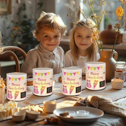 12 Windlichter Einschulung Mädchen - Meine Einschulung Deko Rosa