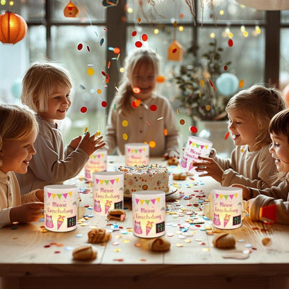 12 Windlichter Einschulung Mädchen - Meine Einschulung Deko Rosa
