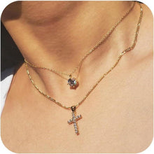 Gold Kreuz Layered Kette für Damen - 14K Vergoldet JuwelenSchmuck