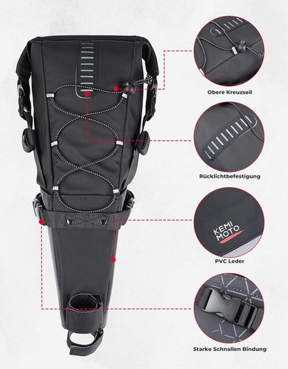 Wasserdichte Fahrradsatteltasche 11L für E-Bike und